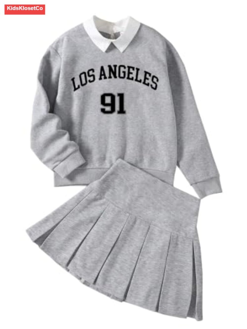 Girls Preppy 2-Piece Outfit Sweatshirt and Skirt Set for School